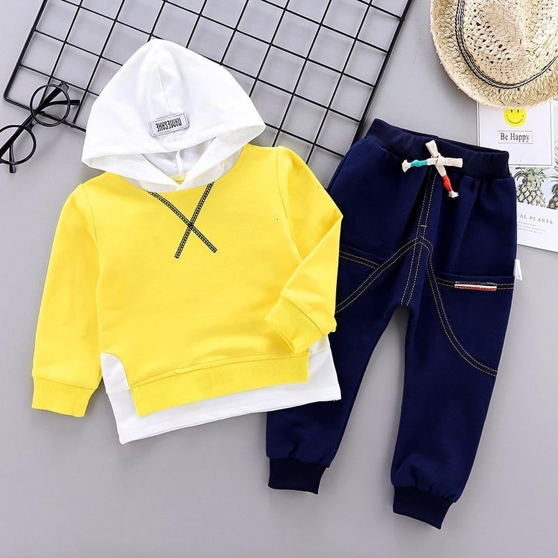 Boys Girls Sets Leisure Letter Cotton Hooded Set 2Pcs - MomyMall