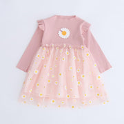 Girls Autumn Veil Printed Baby Wear Princess Dress - MomyMall