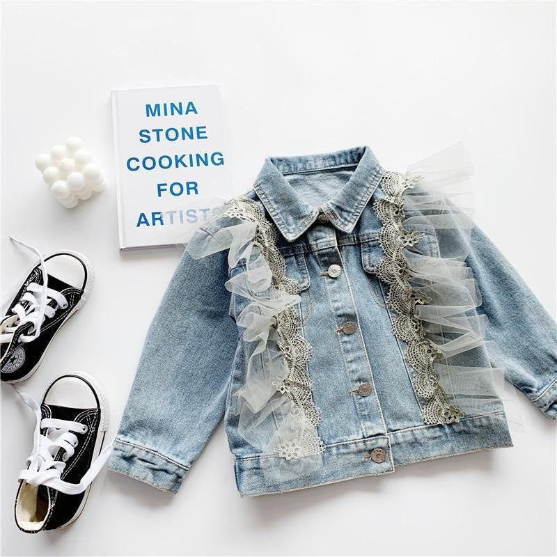 Girls Long Sleeve Denim Coat Jackets Autumn New Arrival 1-7 Years - MomyMall Blue / 1-2 years