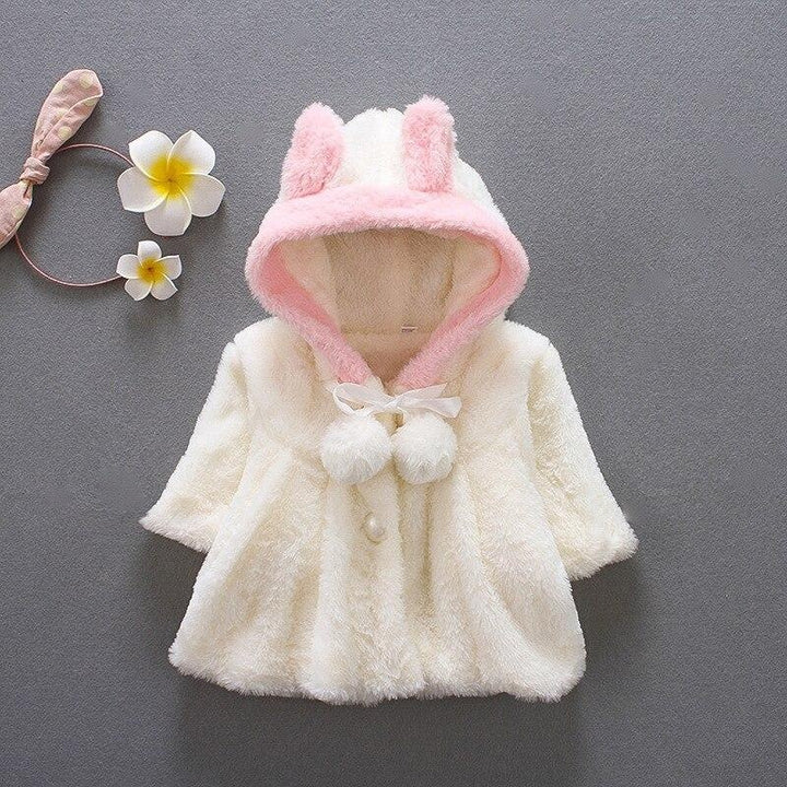 Baby Toddler Girl Coats Jackets Winter Hooded Outwears Overcoats - MomyMall White / 6-9 Months