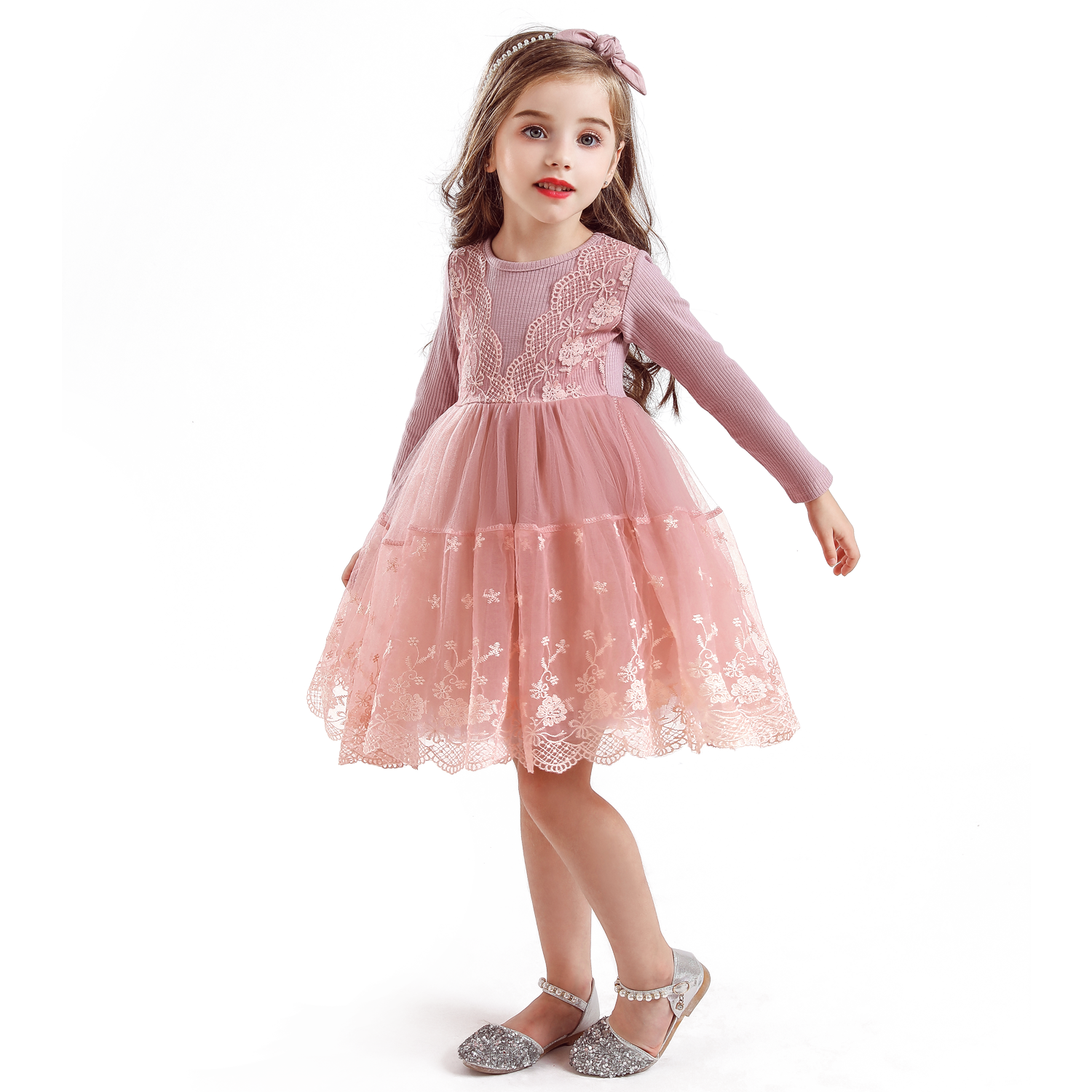 Autumn Winter Girls Princess Flower Ball Gown Party Dresses - MomyMall