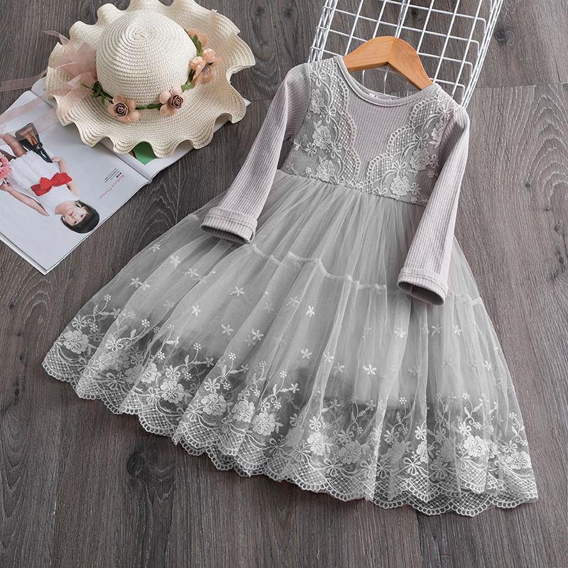 Autumn Winter Girls Princess Flower Ball Gown Party Dresses - MomyMall