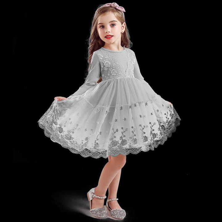 Autumn Winter Girls Princess Flower Ball Gown Party Dresses - MomyMall Flower Dress 2 / 2-3 Years