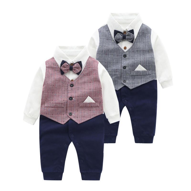 Autumnn Boy Gentleman Romper Cotton Jumpsuit Baptism Clothes - MomyMall