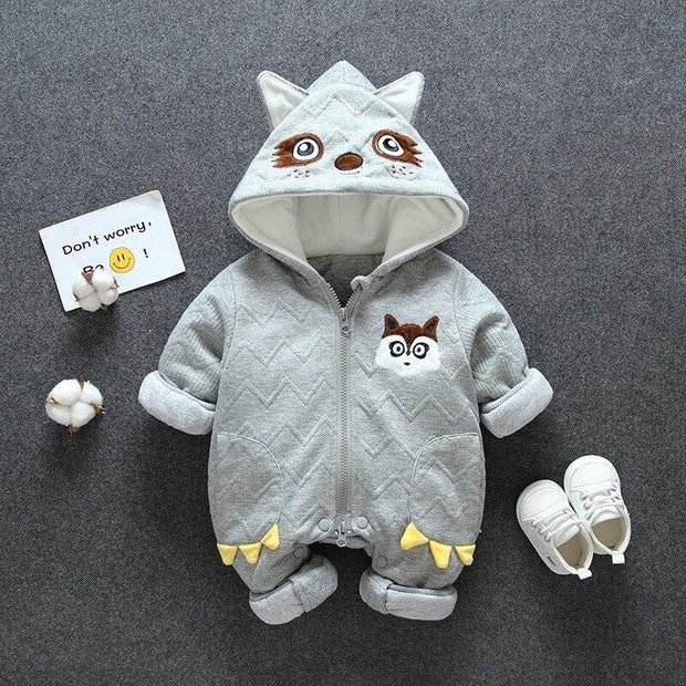 Baby Winter Romper Thick Warm Jumpsuit Overalls Cotton Outfits - MomyMall Grey / 0-3 Months