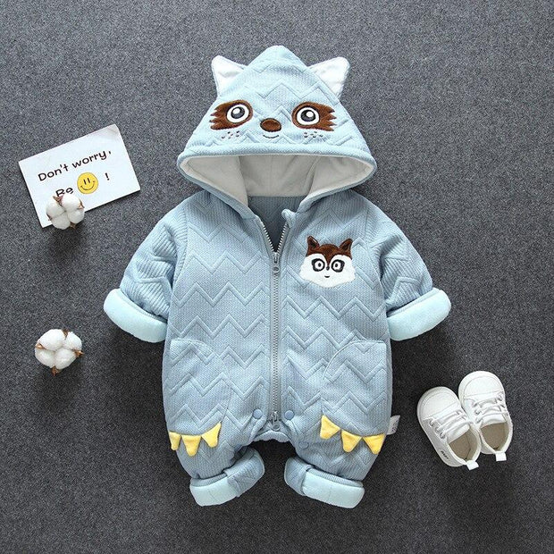 Baby Winter Romper Thick Warm Jumpsuit Overalls Cotton Outfits - MomyMall Blue / 0-3 Months