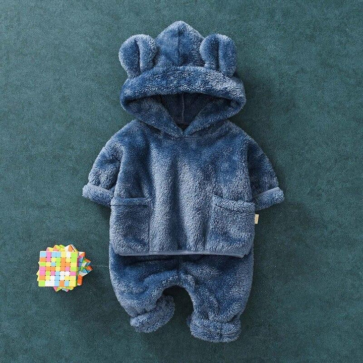Boys Girls Winter Clothing Set Cute Bear Pajamas 2 Pcs - MomyMall Blue / 6-9 Months