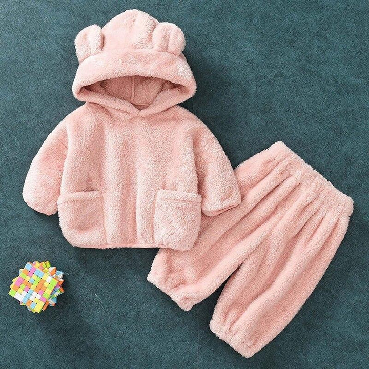 Boys Girls Winter Clothing Set Cute Bear Pajamas 2 Pcs - MomyMall Pink / 6-9 Months