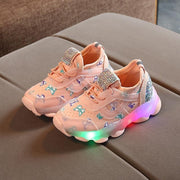 Baby Girl Butterfly Crystal Led Luminous casual breathable Glowing Sneakers Shoes - MomyMall