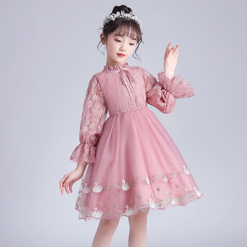 Girls Embriodery Lace Princess Tutu Birthday Party Formal Dresses - MomyMall