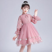 Girls Embriodery Lace Princess Tutu Birthday Party Formal Dresses - MomyMall