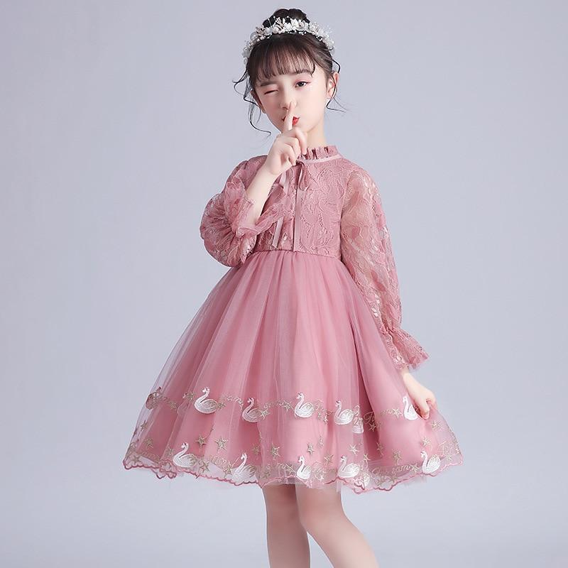 Girls Embriodery Lace Princess Tutu Birthday Party Formal Dresses - MomyMall