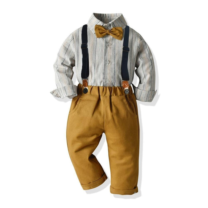 Striped Baby Boy Set 2 Pcs Formal Suits - MomyMall Yellow / 3-6 Months