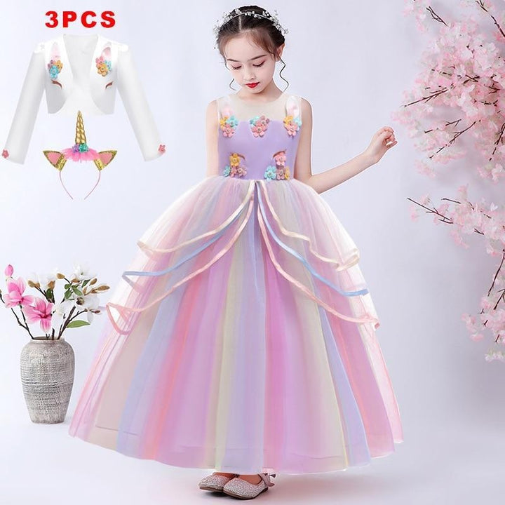 Girl Rainbow Unicorn Dress Party Easter Dress Up Costume 3-12 Years - MomyMall