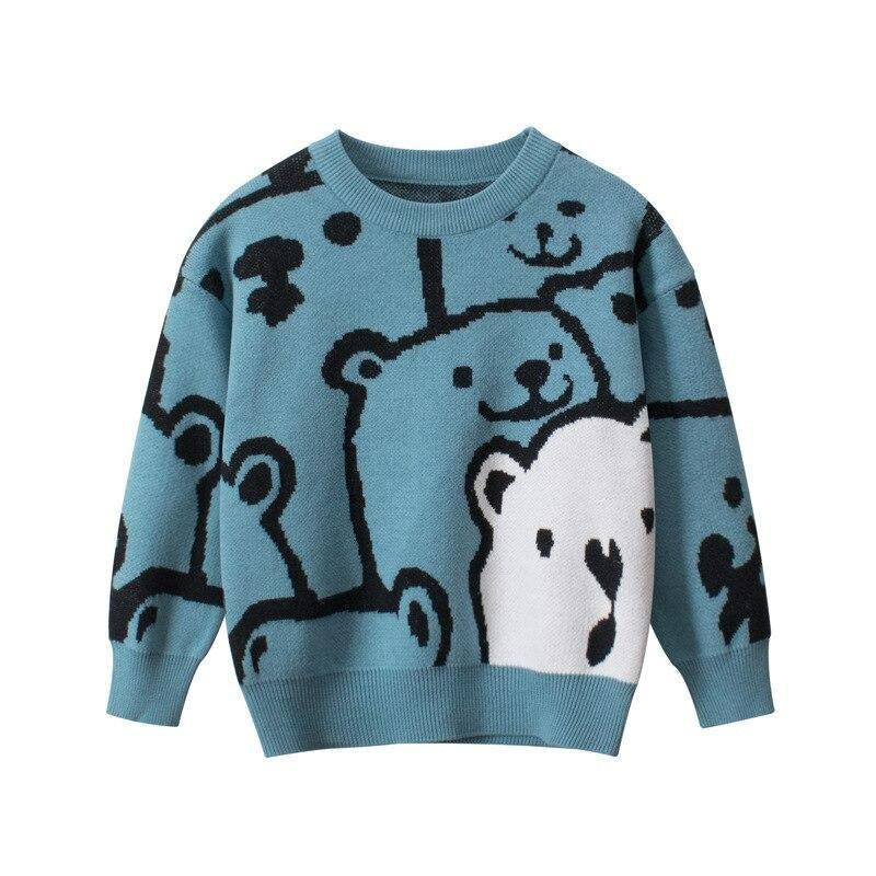 Kids Boys Sweater Full Sleeve O-Neck Print Cartoon Pullover 2-9 Years