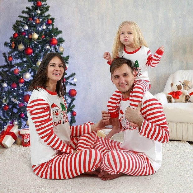 Family Christmas Pajamas Matching Outfits Mother Father Kids - MomyMall White / dad S