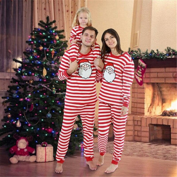 Family Christmas Pajamas Matching Outfits Mother Father Kids - MomyMall Red / dad S