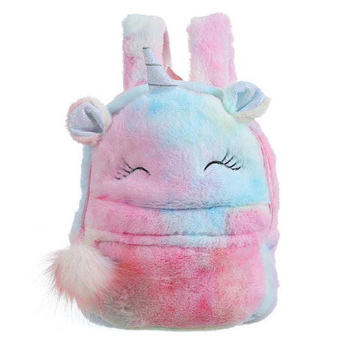 Toddler Girls Plush Backpack Cute Animal Pom Zipper Bookbag - MomyMall Pink