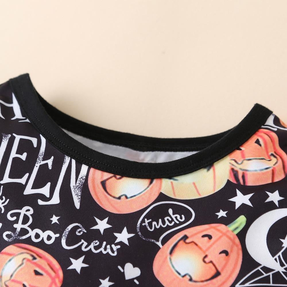 Girls Clothes Sets Long Sleeve Print Star Mesh Halloween Dresses 2Pcs 2-7Y - MomyMall