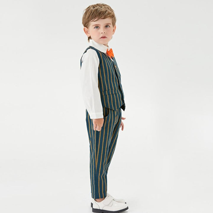 Kids Baby Boys Suit  Fashion Striped Tops+ Bottoms+Vest 3Pcs/Set 1-6 Years