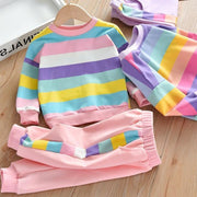 Kids Girls Spring Autumn Fashion Rainbow 2pc Outfit 2-7Y