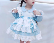 Toddler Kids Baby Girl Peter Pan Collar Lolita Little Girl Dresses 1-7 Years - MomyMall Sky Blue / 1-2 Years