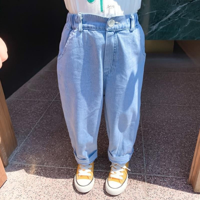 New Arrival Girls Boys Fashin Denim Pants - MomyMall Sky Blue / 12-18 Months