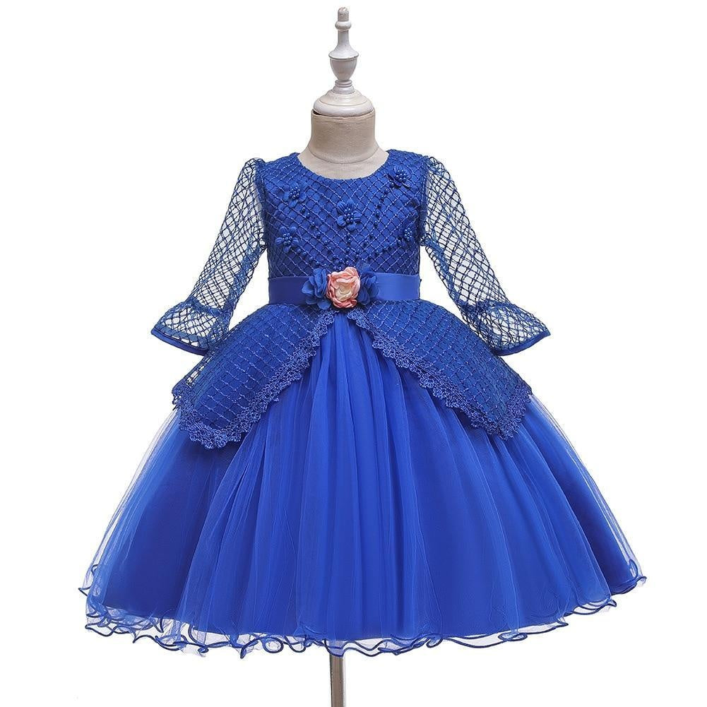 Kids Flower Girl Dress Evening Princess Party Wedding Dresses 3-12 Years - MomyMall Royal Blue / 3-4 Years