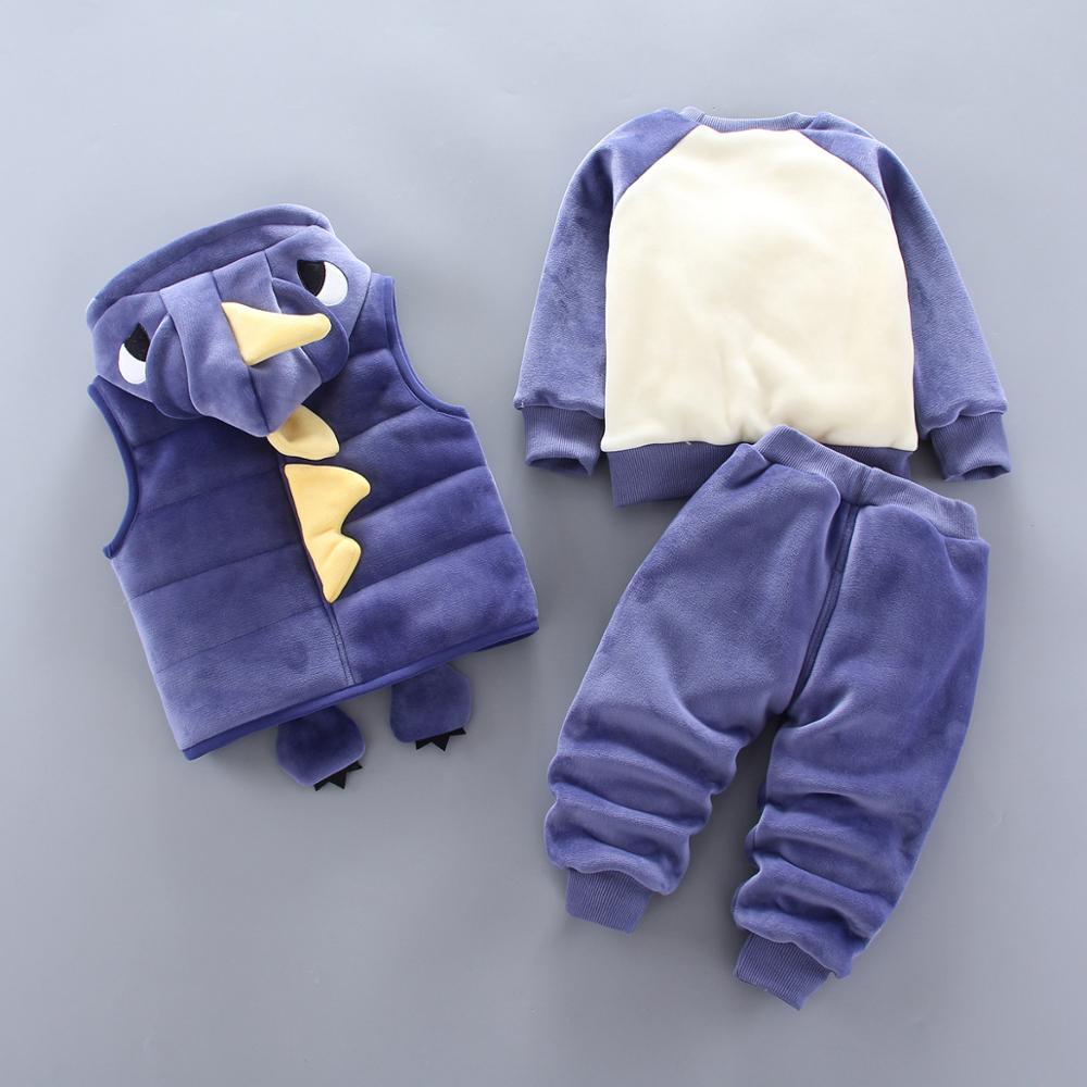 Baby Clothing Sets Casual Winter Cartoon Thick Warm 3Pcs Outfits - MomyMall