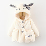 Winter Girls Warm Velvet Faux Fur Jacket Hooded Thicken Coat - MomyMall White / 6-9 Months