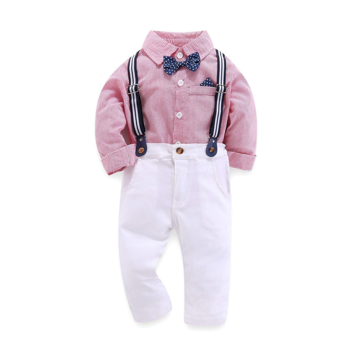 Boy Clothing Gentleman Straps Costume 2 Pcs Suits - MomyMall Pink / 2-3 Years
