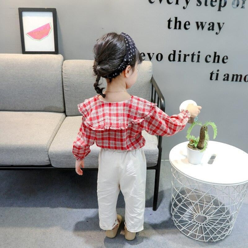 Toddler Girls Autumn Suit Lapel Plaid Casual 2 Pcs Suit - MomyMall