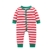 Kids Christmas Romper Comfy Striped Long Sleeve Cotton Jumpsuits 2 Pcs