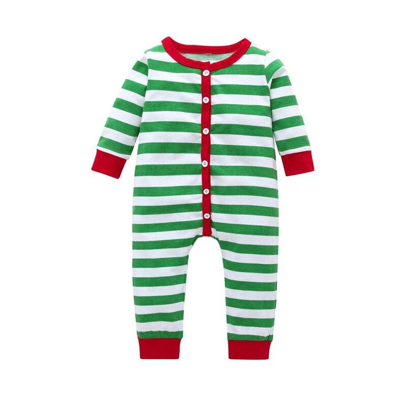 Kids Christmas Romper Comfy Striped Long Sleeve Cotton Jumpsuits 2 Pcs