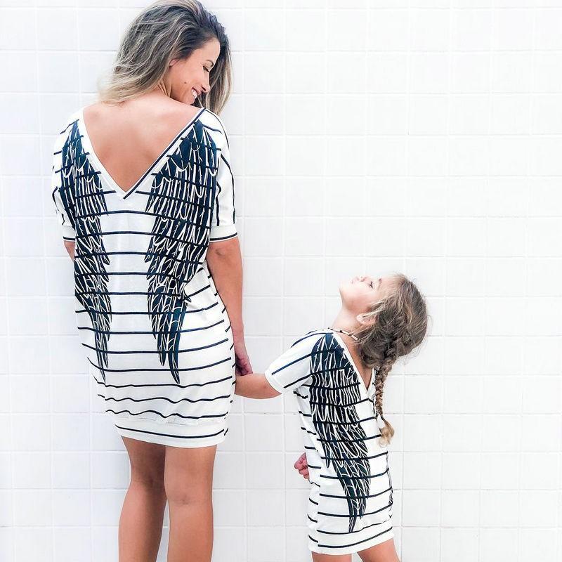 Mother Daughter Short Sleeve Striped Family Matching Shirts