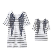Mother Daughter Short Sleeve Striped Family Matching Shirts