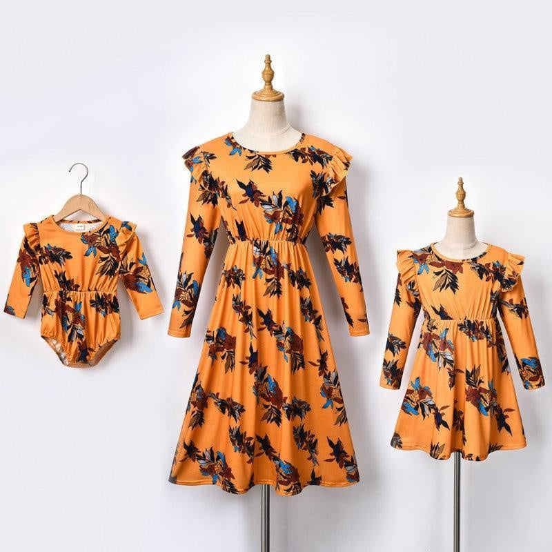 Long Sleeve Mother Daughter Dress Family Matching Halloween Dresses - MomyMall