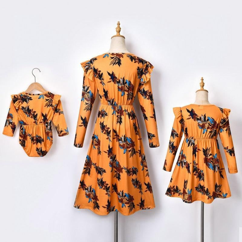 Long Sleeve Mother Daughter Dress Family Matching Halloween Dresses - MomyMall