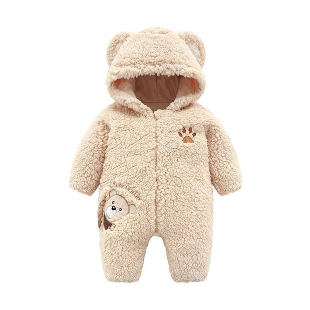 Newborn Baby Romper Trendy Bear Design Long-sleeve Jumpsuit for Baby 0-18 M - MomyMall Khaki / 6-9 Months