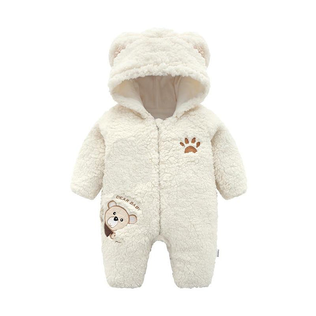 Newborn Baby Romper Trendy Bear Design Long-sleeve Jumpsuit for Baby 0-18 M - MomyMall White / 6-9 Months