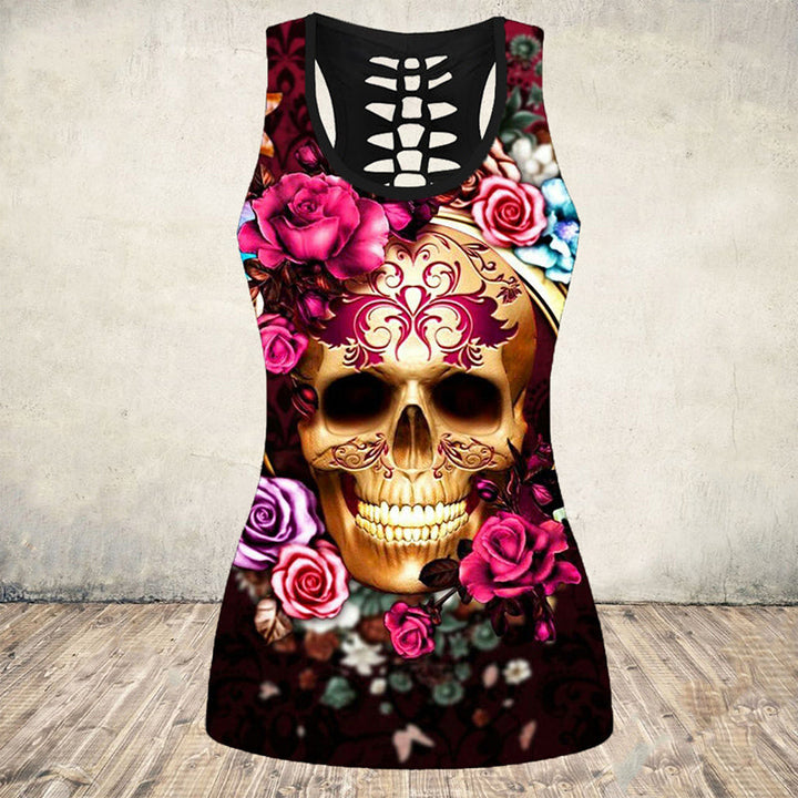 Plus Size Skull Print Women Grunge Vest - MomyMall Red / S
