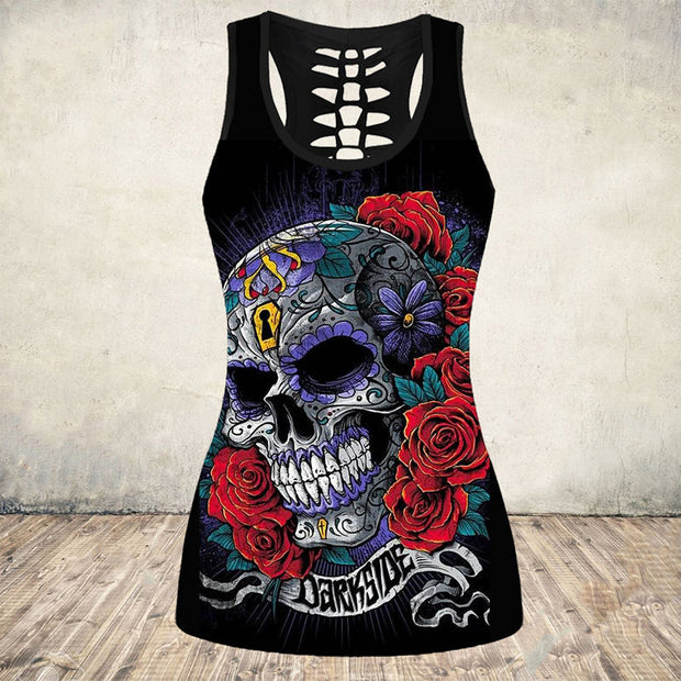 Plus Size Skull Print Women Grunge Vest - MomyMall Black / S