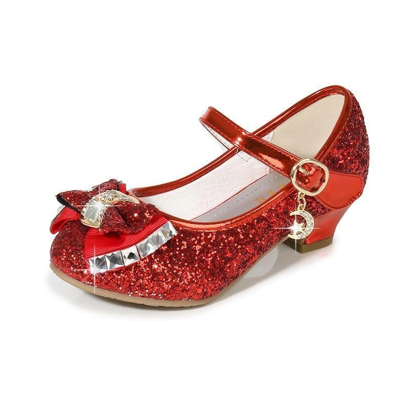 Enfants Fille Fleur Casual Glitter Chaussures À Talons Hauts 