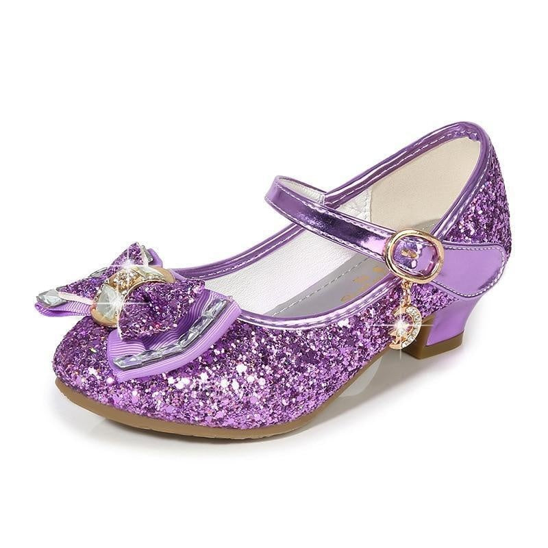 Kids Girl Flower Casual Glitter High Heel Shoes