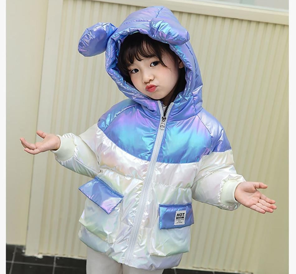 Winter New Lightweight Down Jacket Boys Girls White Bright Warm Coats - MomyMall