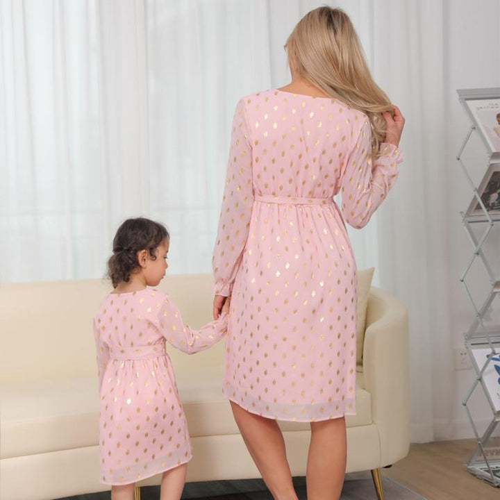 Family Matching Chiffon Long Floral Dress Mother and Daughter Dress - MomyMall