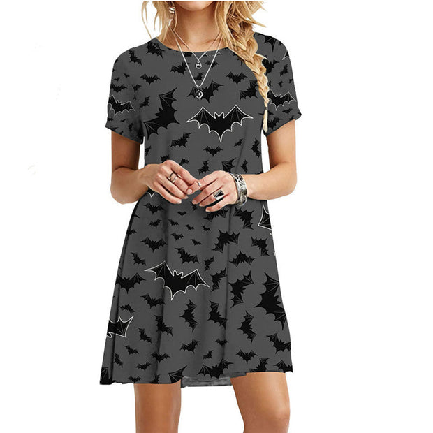 Halloween 3D Printed Bat Dress - MomyMall grey / S