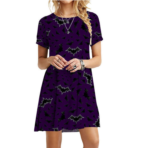 Halloween 3D Printed Bat Dress - MomyMall purple / S
