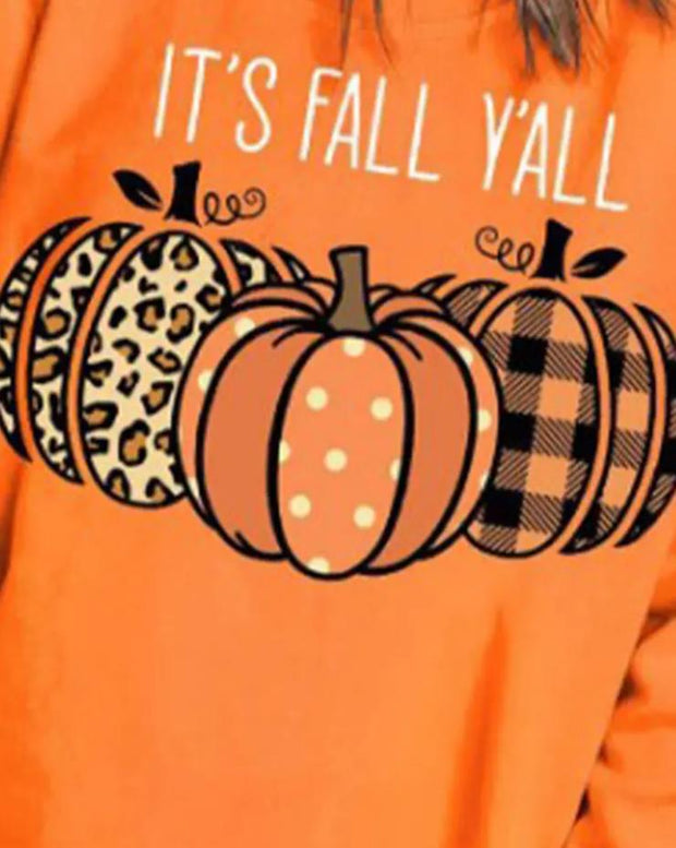 Halloween Pumpkin Print Long Sleeve Sweatshirt - MomyMall