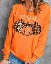 Halloween Pumpkin Print Long Sleeve Sweatshirt - MomyMall orange / S